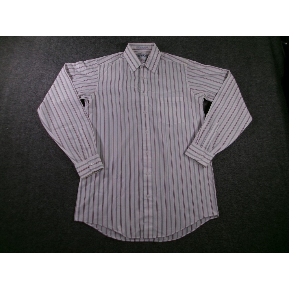 Damon Shirt Men 15.5 Tall Striped Long Sleeve Classic Office Preppy Causal Work